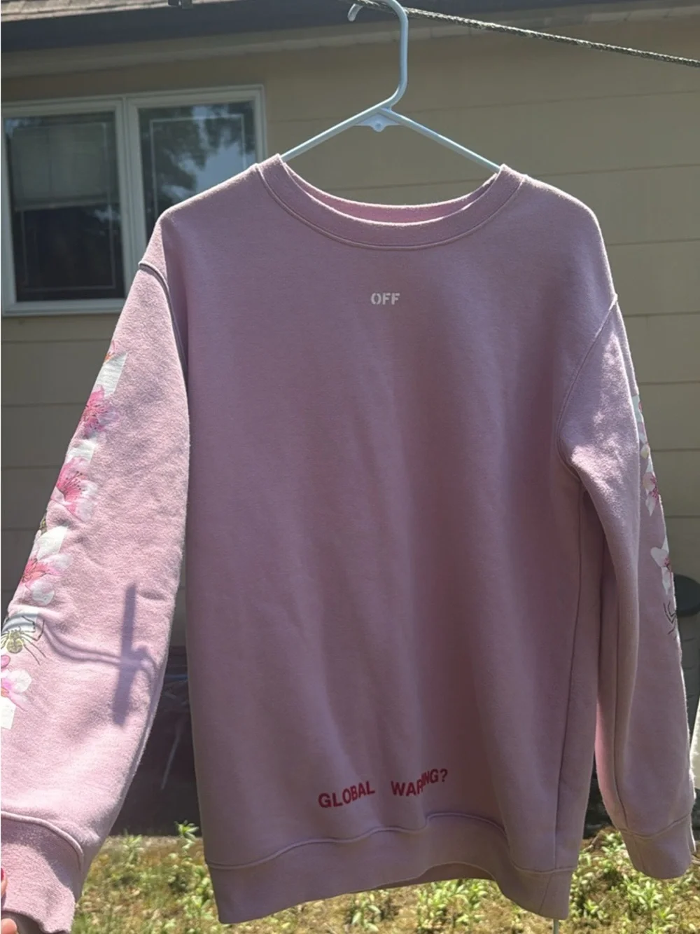 Off-White Pink Crewneck with White 'OFF' Chest Print - Picture 1 of 3